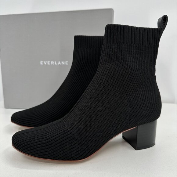 Everlane The Glove Boot in Black size 5.5 Women's Stretch Rib Knit Ankle Bootie
